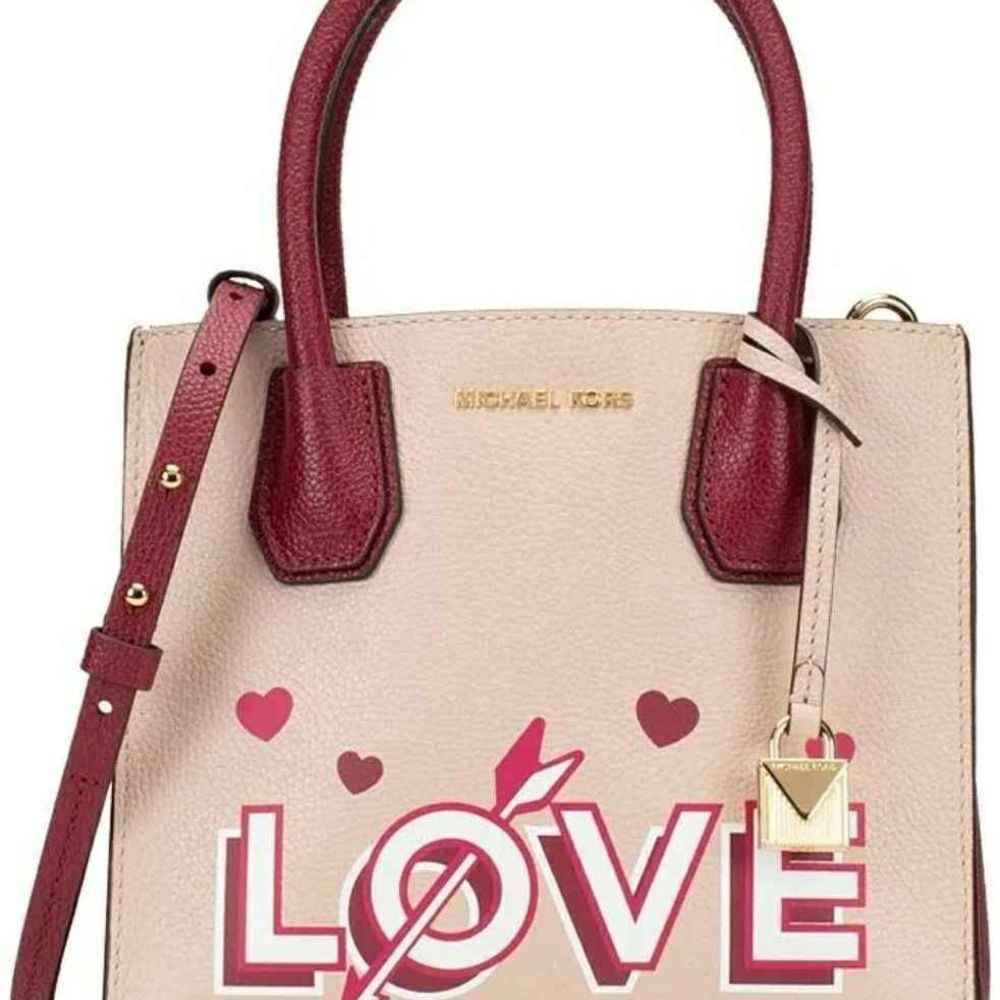 NEW Michael Kors Designer Studio Mercer Love Red and Pink Leather Crossbody Bag